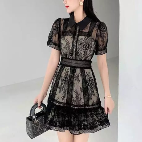 see-through lace mini onepiece