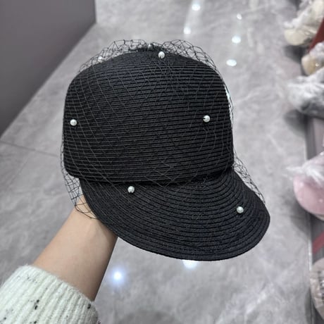 tulle straw cap