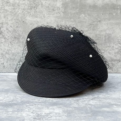 tulle straw casquette