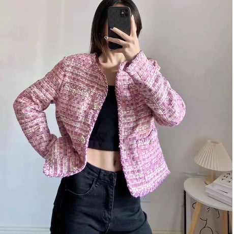 pink tweed jacket