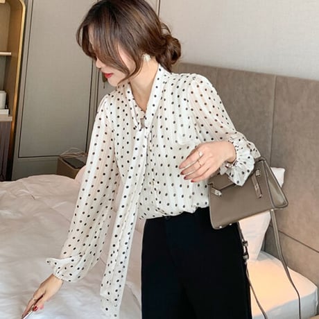 ribbon dot blouse