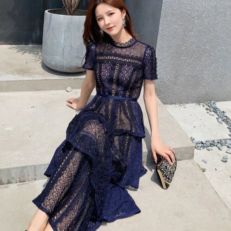 blue lace long onepiece