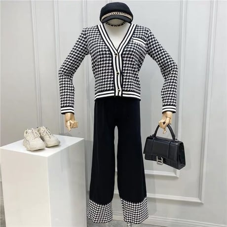 千鳥格子 knit setup