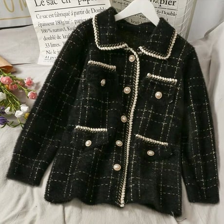 襟付き cardigan