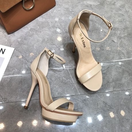 Cowhide high heel sandal