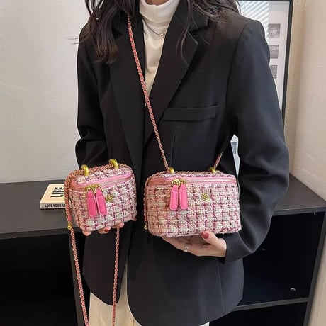 flower point tweed mini bag