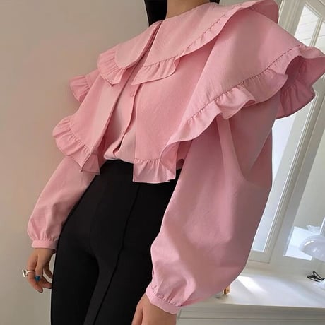 big collar pink blouse