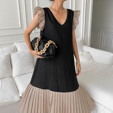 bicolor hem pleats onepiece