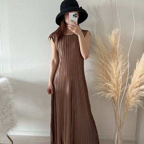 【即納】pleats long onepiece
