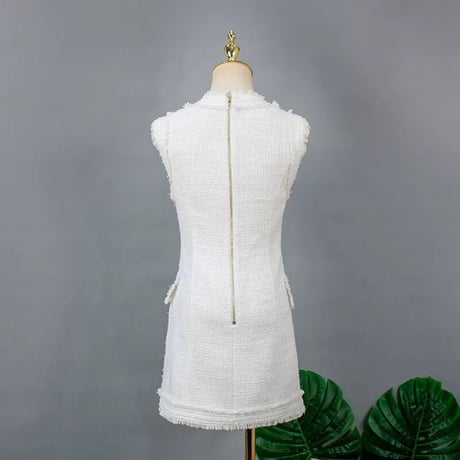 sleeveless tweed onepiece
