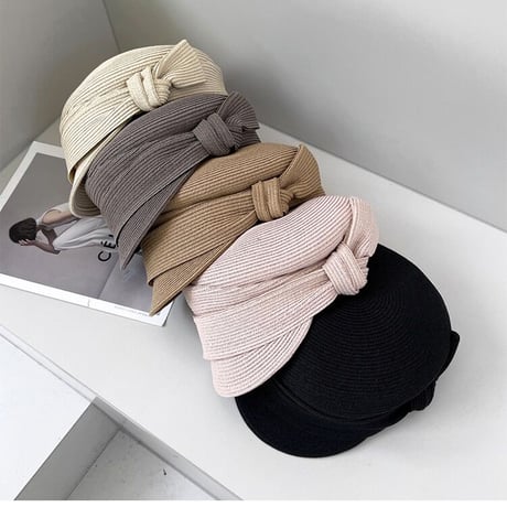 side ribbon straw casquette