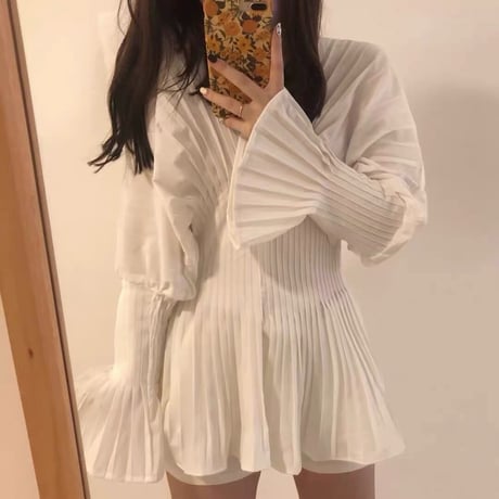 プリーツデザイントップス