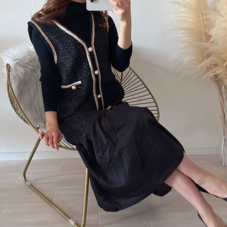 sleeveless tweed onepiece