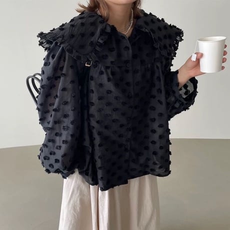 big collar ponpon blouse