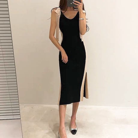 【即納あり】shoulder ribbon onepiece