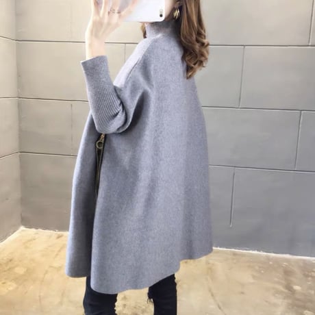 チェック柄チラ見せポンチョ