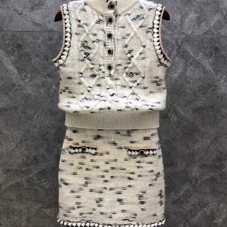 【即納あり】sleeveless knit setup