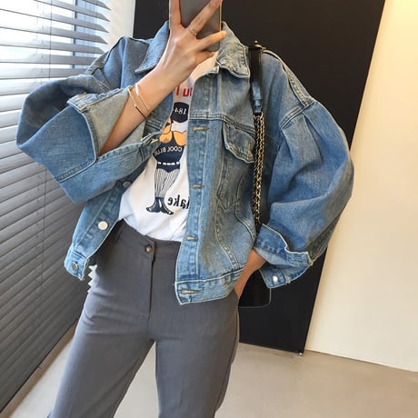 volume sleeve denim jacket