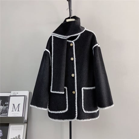マフラー付き wool coat