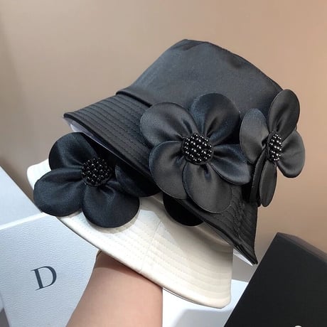 フラワー付き バケットハット