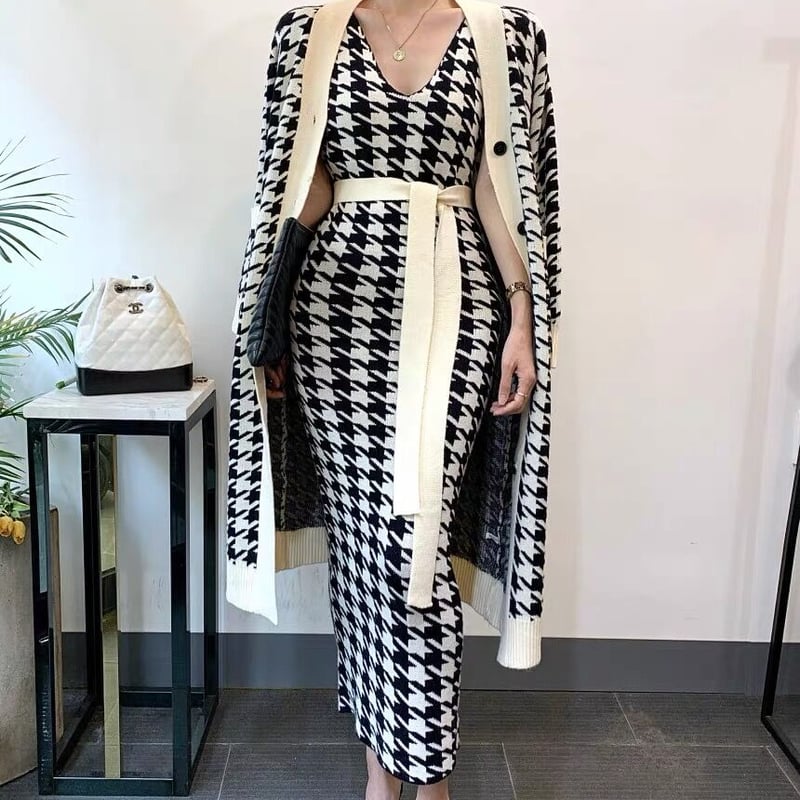 千鳥柄 ロングカーディガン | BrillantSelect Store 千鳥柄 ロングカーディガン | BrillantSelect Store