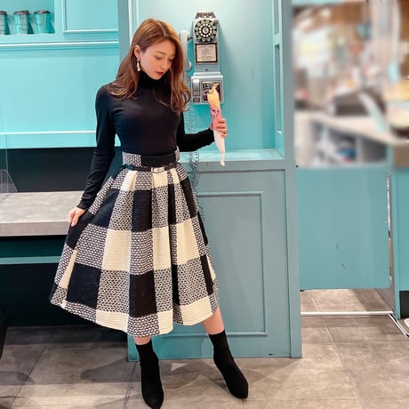 tweed check  skirt