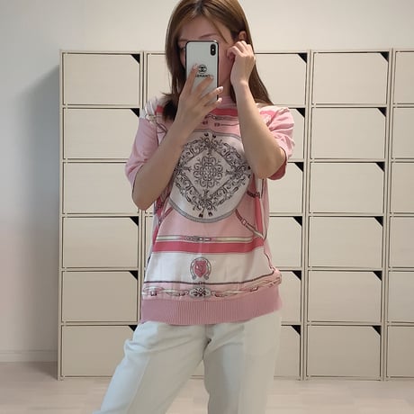 【即納あり】スカーフ柄 tops 半袖