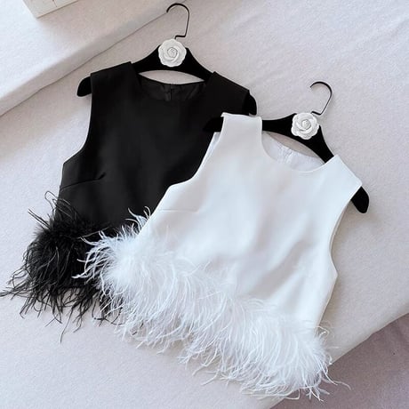 peplum feather tops