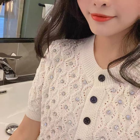 ビジュー付きカーディガン
