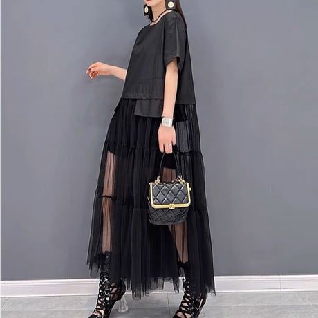 tulle patchwork t-shirt