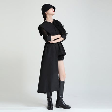 異素材 collar asymmetry shirt
