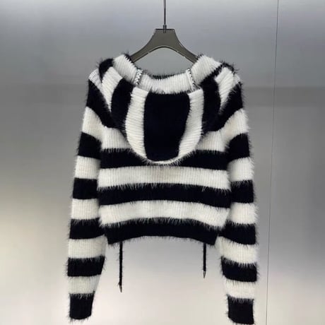 【即納】cross design border short knit