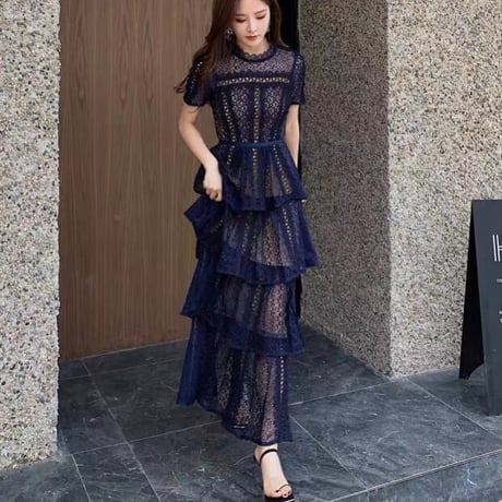 blue lace long onepiece