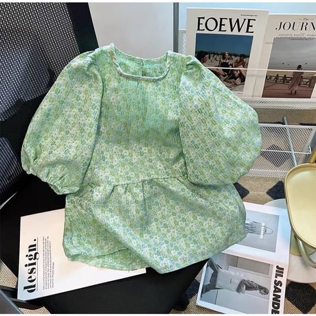 Back ribbon puff sleeve tops