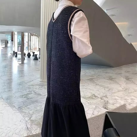 sleeveless tweed onepiece