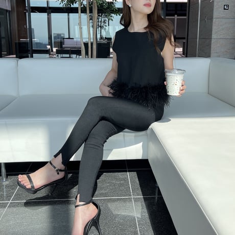 peplum feather tops