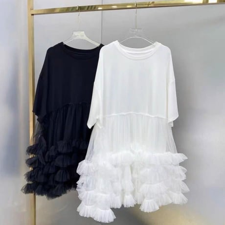 tulle patchwork t-shirt onepiece