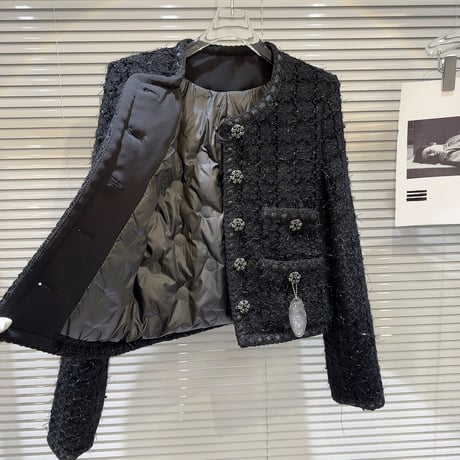 bijou button tweed jacket