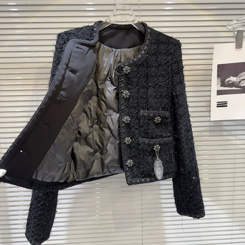 ジャケット・アウター Bijou-Button Velour Down Jacket bijou button tweed jacket | BrillantSelect Store