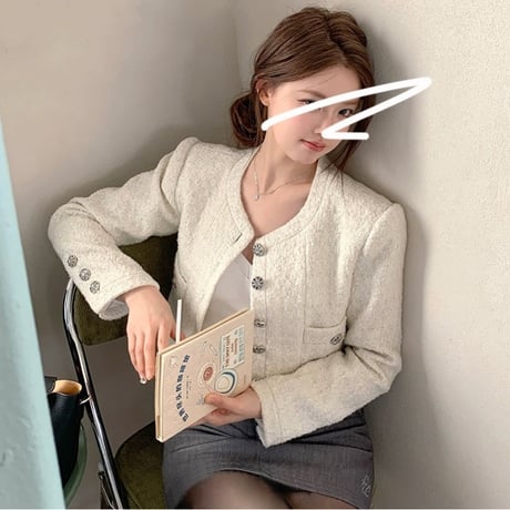 bijou button tweed jacket