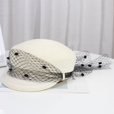 tulle straw casquette