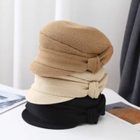 side ribbon straw casquette