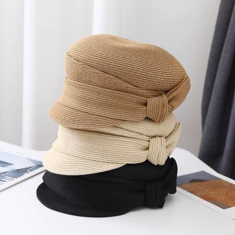 side ribbon straw casquette