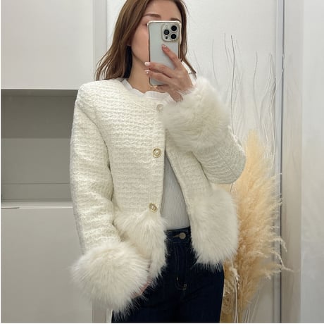 eco fur  tweed jacket