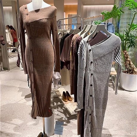 asymmetry knit onepiece