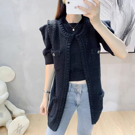 knit long vest