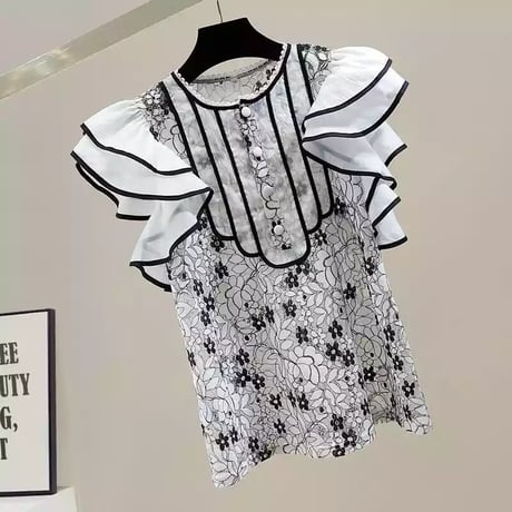 Frilled lace blouse