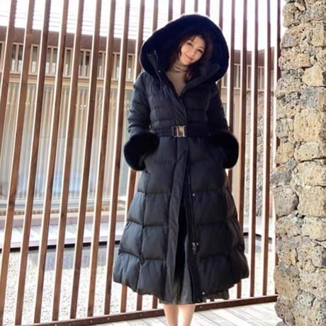 fox fur long down coat