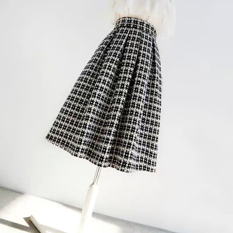 tweed check  skirt
