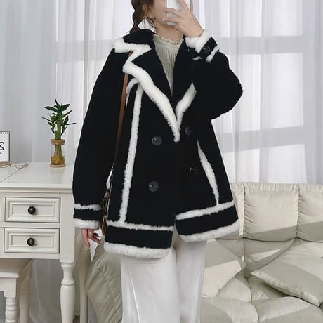【ウール】bi-color short coat